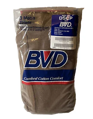 3 Pack BVD Briefs Men's Size 34 100% Cotton Brown VINTAGE 1985 1991 1992 NEW • $25.99