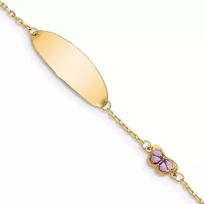 14K Yellow Gold Enamel Butterfly With .5in Ext. ID Bracelet For Women 1.08g • $216