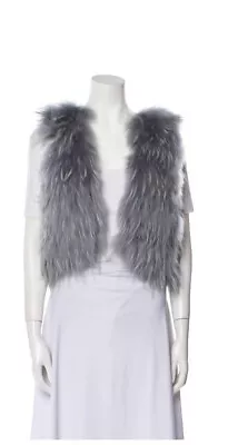 J Mendel Racoon Vest Silver Gray Sequins Real Fur Size XS EUC Authentic Gray • $249