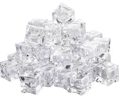 Vosarea Pack Of 50pcs Ice Cubes Reusable Permanent Ice Cubes Clear Acrylic Ice • £12