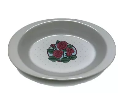 Mt Clemens Vintage Pottery Au Gratin Baking Dish Roses Made In Japan White Pink  • $11.99