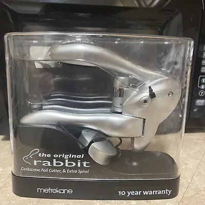 Rabbit Metrokane Wine Corkscrew Foil Cutter $ Extra Spiral Silver • $20.99