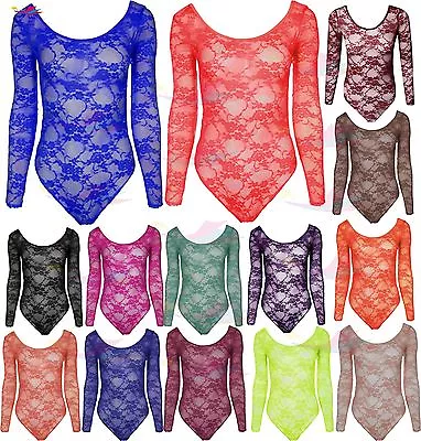 Womens Bodysuit Ladies Lace Bodysuit Leotard Ladies Floral Sexy Body Top 8-26  • £6.95