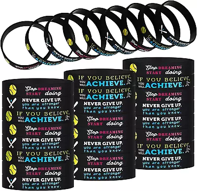 36 Pieces Softball Motivational Bracelets Baseball Inspirational Bracelets Baseb • $14.11