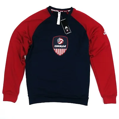 Adidas USA Volleyball Henley Mens Small Blue Red Pullover Sweatshirt CV9081 • $39.98