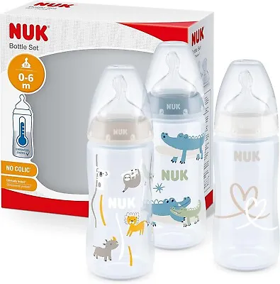 NUK First Choice+ Baby Bottles Set | 0-6 Months | Temperature Control | Anti • £17.99