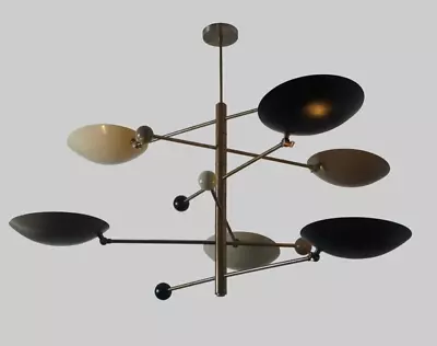 Stilnovo Style 6 Multi Color Shade Sputnik Chandelier Light Fixture Mid Century • $516.57