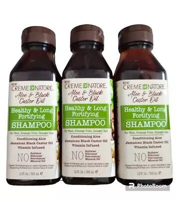 Creme Of Nature Aloe & Black Castor Oil Healthy & Long Fortifying Shampoo X 3 • £20.99