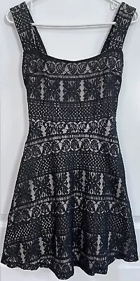 Women’s Teen's Lace Dress SMALL Black A-Line Flared Party Cocktail • $22.50