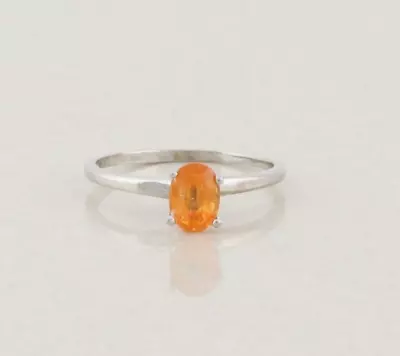 14k White Gold Natural Orange Mandarin Garnet Ring Size 8 • $225.25