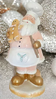 New Retro Pink Pastel Baking Gingerbread Santa Claus 12  Tall Christmas Decor • $40