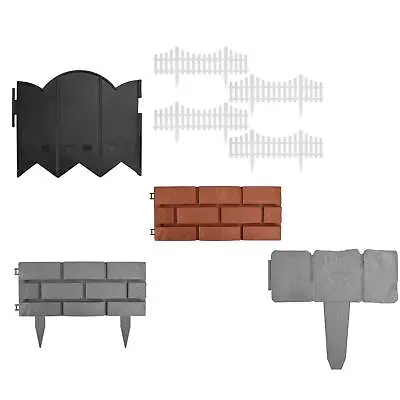 4Pcs Edging For Garden Border Plastic Wood Brick Decoration Picket Fence Set • £8.99