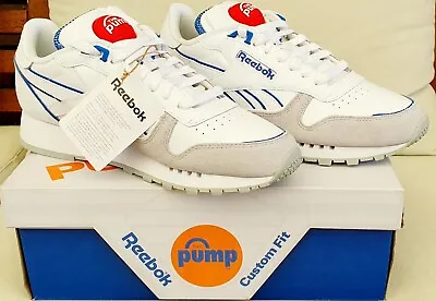 US 8M/9.5W - Reebok Classic Leather The Pump White Vector Blue Sneakers (Unisex) • $145