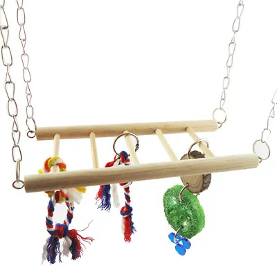 Climbing Bridge Ladder Swinging Bridge Training Wood Swing Hamster Parrot • £12.39