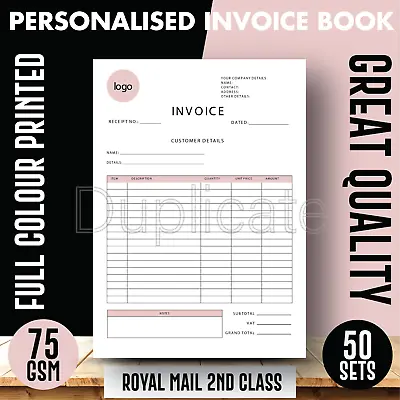 Personalised A4/A5/A6 Duplicate Invoice Book • Order Pad • NCR Pad • Receipt Pad • £79.95