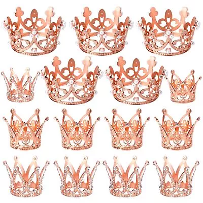 Rose Gold Crown Cake Topper 15 Pieces 3 Size Mini Crowns For Mother's Day Fl... • $25.38