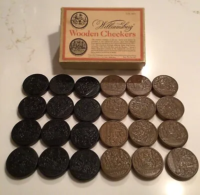 Vintage Colonial Williamsburg Wooden Aesop Fables Checkers Set S134-18073 24pcs • $30