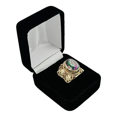 Sterling Silver Mystic Topaz Statement Handmade Ring Size 8.5 • $64.95