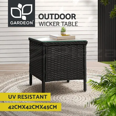 $81.95 • Buy Gardeon Rattan Side Table Coffee Patio Outdoor Furniture Desk Indoor Garden