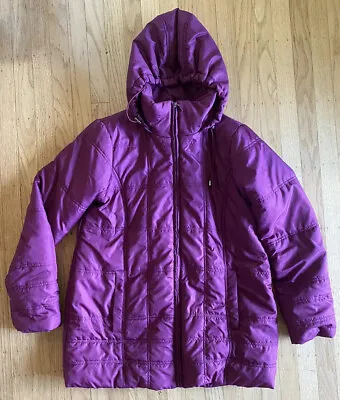 Motherhood Maternity Hooded Puffer Winter Coat~ Size M ~ Plum ~ EUC ~ Very Warm • $45