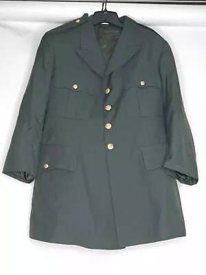 Coat Mens Army Mens 44L Pre-Owned Army Green Button Front Collared Military • $26.99
