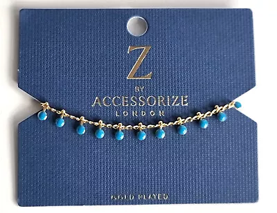 Accessorize Z  14ct Gold-plated. Azure Blue Enamel Charm Bracelet • £13.99