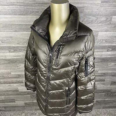 ANDREW MARC Packable Lightweight Down Insulated Olive Puffer Jacket Womens Small • $36.85