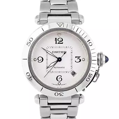 Cartier Pasha White Arabic 38mm Stainless Steel Automatic Date Swiss Watch 2475 • $2493.42