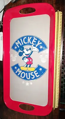 Disney Micky Serving Tray Gray & Red Plastic Mouse Collectable 15” Long Nice • $19.95