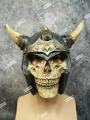 Skeleton Knight Costume Mask Helmet W/ Horns Skull Warrior Faux Armour Viking • $24.95