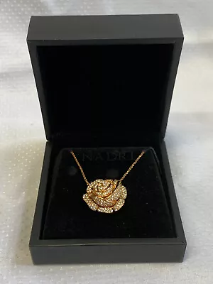 Nadri Rose Necklace & Box 17.5  Fashion Jewelry Floral Clear Stone Lobster Clasp • $29.95