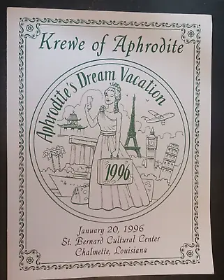 1996 Aphrodite Ball Program Mardi Gras Krewe Favor Chalmette New Orleans LA • $19.95