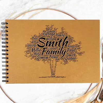 Personalised A3/A4/A5/Square Family Tree Word Scrapbook Photo Album Typography • £10.95