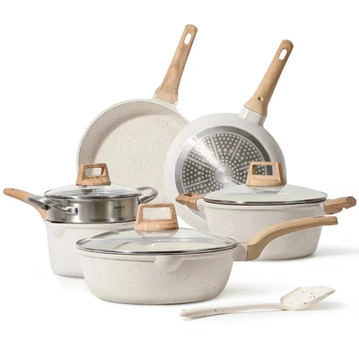 $79 • Buy Carote Pots And Pans Set Nonstick, 10 Pcs White Granite Induction Kitchen Cookwa