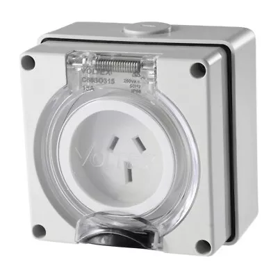 15 Amp Surface Socket Outlet IP66 3 Flat PIN 250V Weatherproof 15a • $24