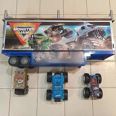 🔥Hot Wheels Monster Jam BIG FOOT Semi Race TRACK Carrying Case TRAILER  Trucks  • $12.95