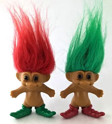 Pair Of Christmas Elf Russ 3  Merry Little Troll Dolls • $15