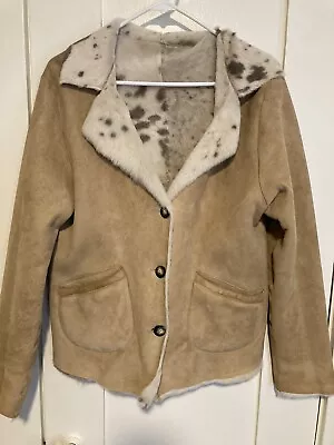 $95 • Buy Vakko Spanish Lamb Shearling Reversible Jacket Womens Small NICE!!!