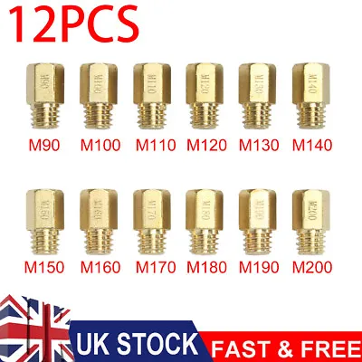 12Pcs Carburetor Main Jets For Mikuni VM TM Carb M90 - M200 Power Jet Motorcycle • £8.19