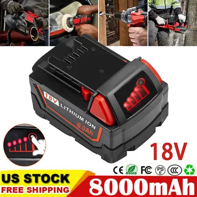 8.0 AH Lithium Ion Battery Extended Capacity For Milwaukee For M18 48-11-1860 • $26.89