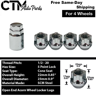 4x Chrome 1/2-20 Open End Anti-Theft Wheel Lock Fit Mustang Cougar Marquis 4Lug • $12.49