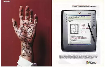 2003 Microsoft Windows XP Tablet PC Edition Hand Art Vintage Mag Print Ad/Poster • $13.90