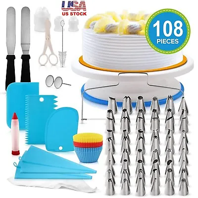 108 Pcs Cake Turntable Cake Stand Cake Decorating Supplies Kit Baking Tools • $24.89