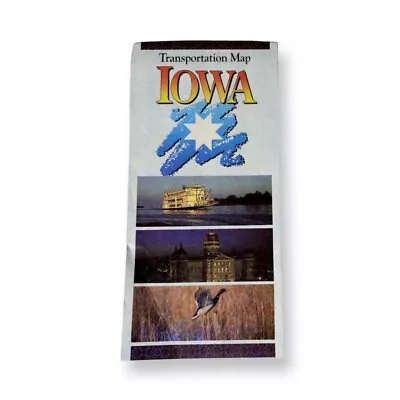 Vintage 1991 Transportation Full Size Map Of Iowa Governor Terry E. Branstad • $10