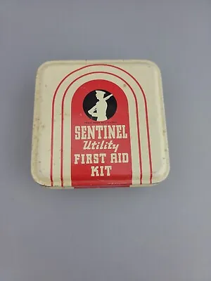 First Aid Kit Sentinel Utility Vintage Tin Metal Case Can Medical Bandage Box Ex • $24.99