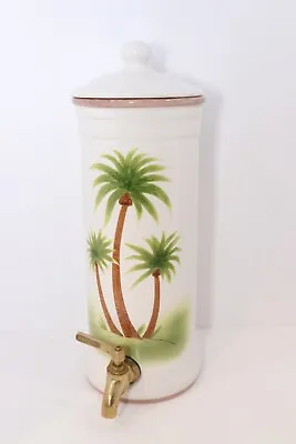 DPH International Ice Tea Drink Water Tall Dispenser Ceramic Palm Trees Tropical • $24.95