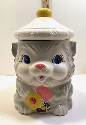 Vintage Anthropomorphic Gray Kitty Cat Cookie Jar Marked Japan • $32.50