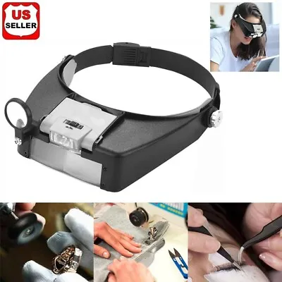 Jewelers Head Headband Magnifier LED Illuminated Visor Magnifying Glasses Loupe • $9.98