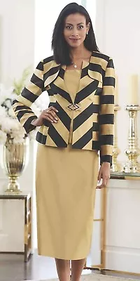 Midnight Velvet Black Gold Formal Dress Samantha Stripe Skirt Suit Size 6 8 10 • $31.99