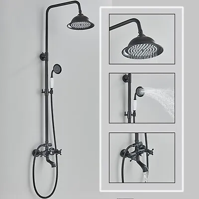 Black Bathroom Shower Faucet Fixture Set Rainfall Head &Tub Spout Mixer Tap • $99